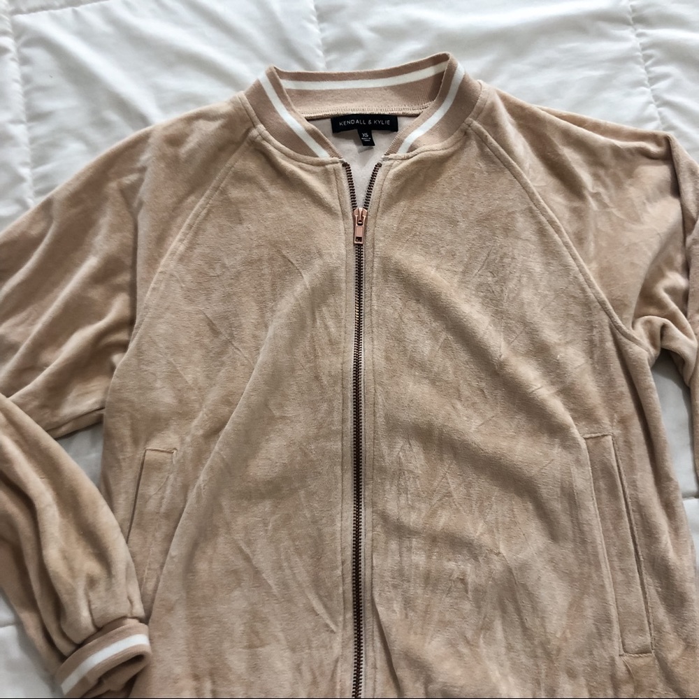 Kendall & Kylie Cream Bomber Jacket Zip Up
